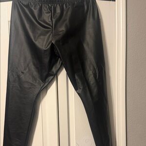 Old Navy Black Faux Leather Straight Leg Pants